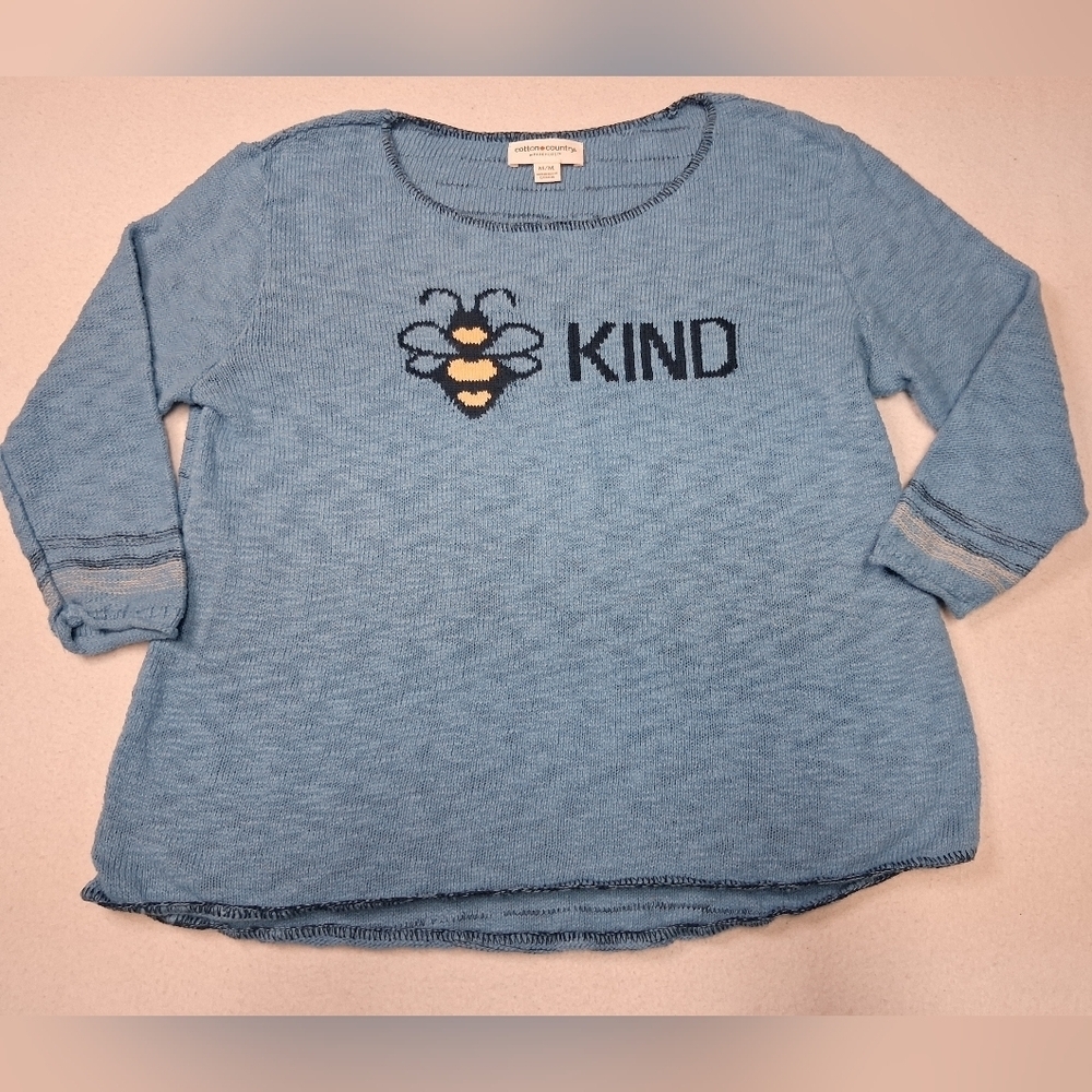 4/20$ 100% Cotton Parkhurst Bee Freind  Blue Kids Sweater with Bee Design